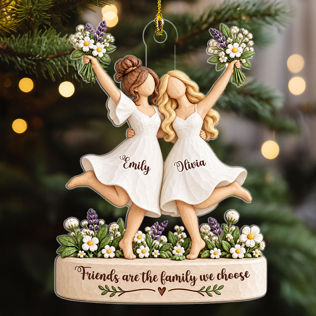 Custom Sister Christmas Ornament •  Love And Laughter - Personalized 3D Effect Acrylic Ornament