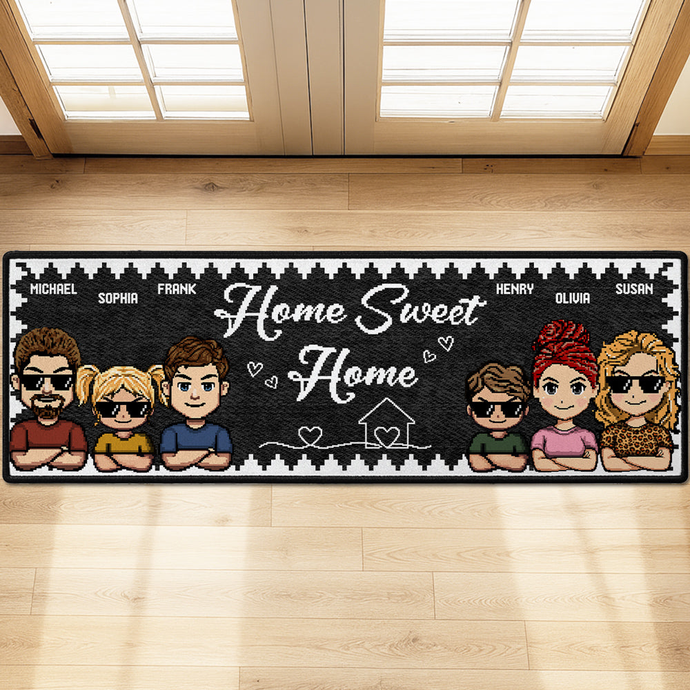 Custom Family Name Rug, Housewarming Birthday Gift For Family Members • Home Sweet Home - Personalized Runner Rug