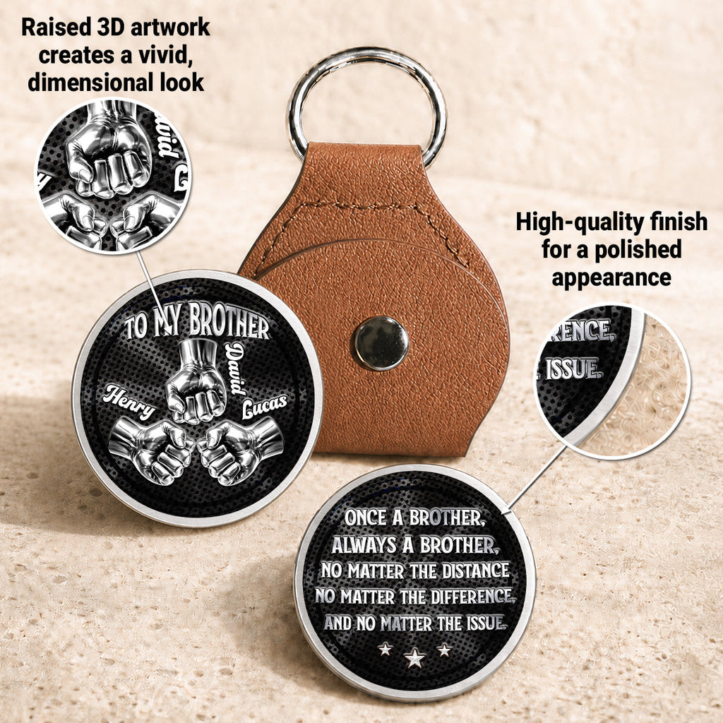 Custom Brother Coin Keychain, Birthday Gift for Family Members • Soulmate Best Friend - Personalized 3D Printing Pocket Hug