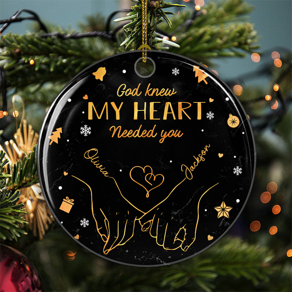 Custom Couple Christmas Ornament, Anniversary Gift •  My Heart Is Perfect Because You Are Inside - Personalized Ceramic Ornament