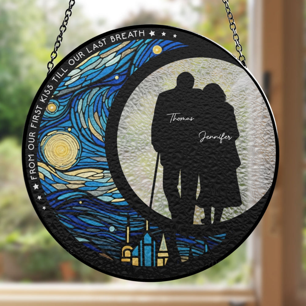 Custom Memorial Hanging Decor, Remembrance Keepsake • From Our First Kiss Till Our Last Breath - Personalized Window Hanging Suncatcher
