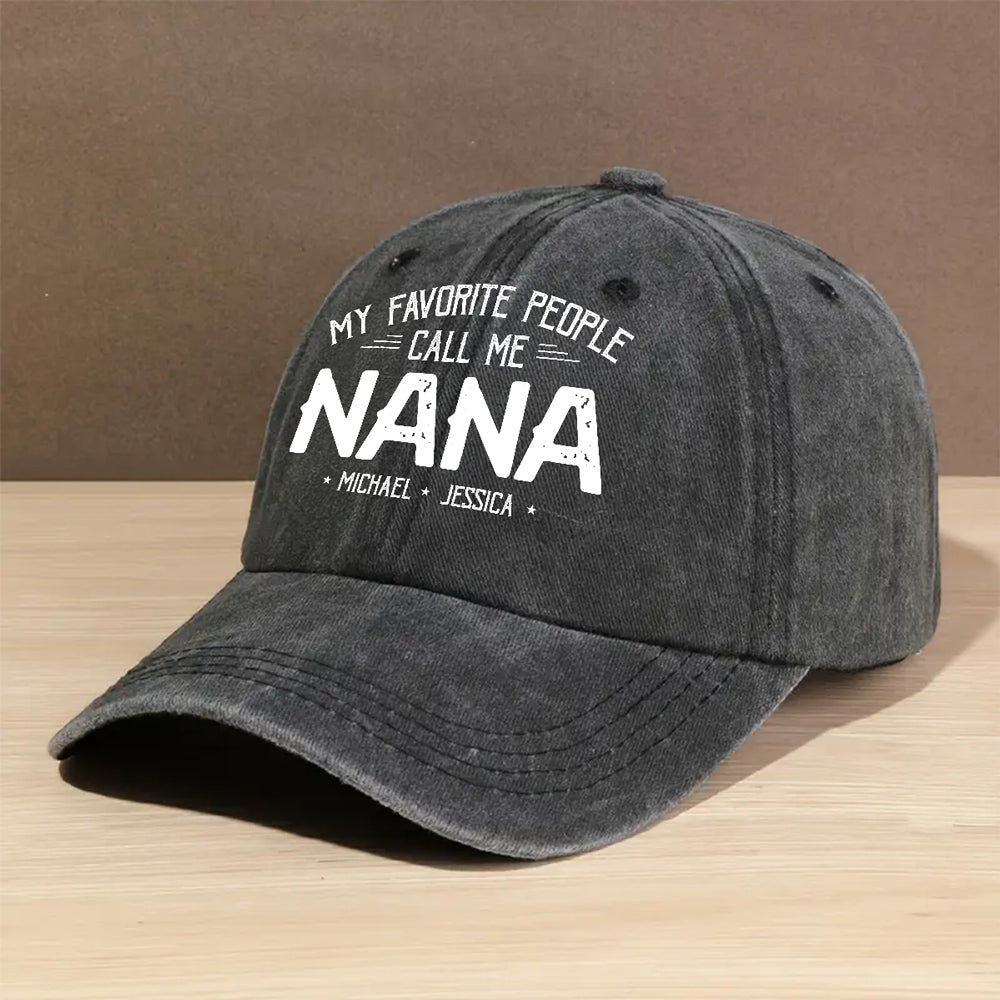 Custom Christmas Headwear Birthday Gifts for Grandma • My Favorite People Call Me Grandma Mom - Personalized Vintage Washed Denim Cap