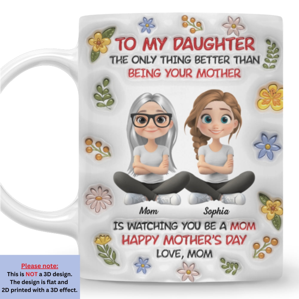 Custom Mother's Day Gift for Daughter • Daughter Become A Mom Cartoonize - Personalized 3D Inflated Effect Mug