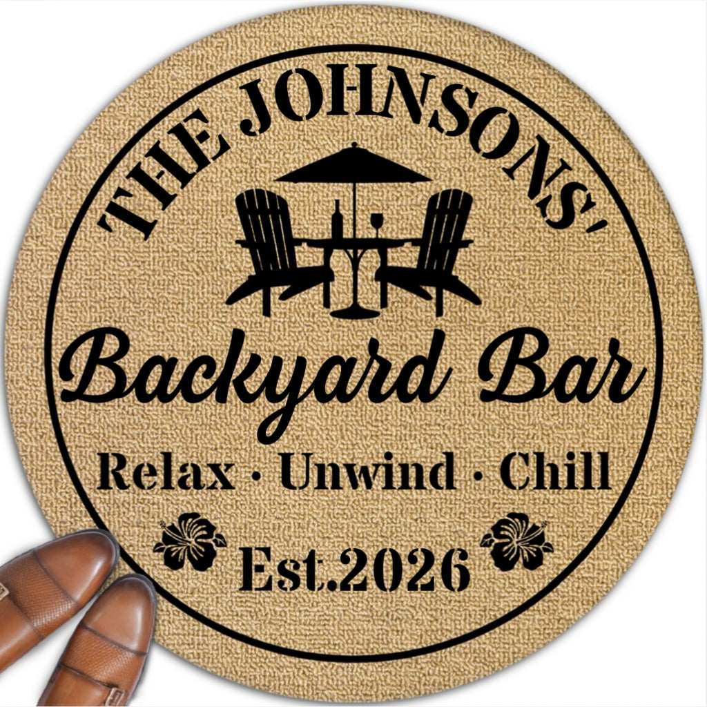 Welcome To Our Backyard Oasis - Personalized Doormat