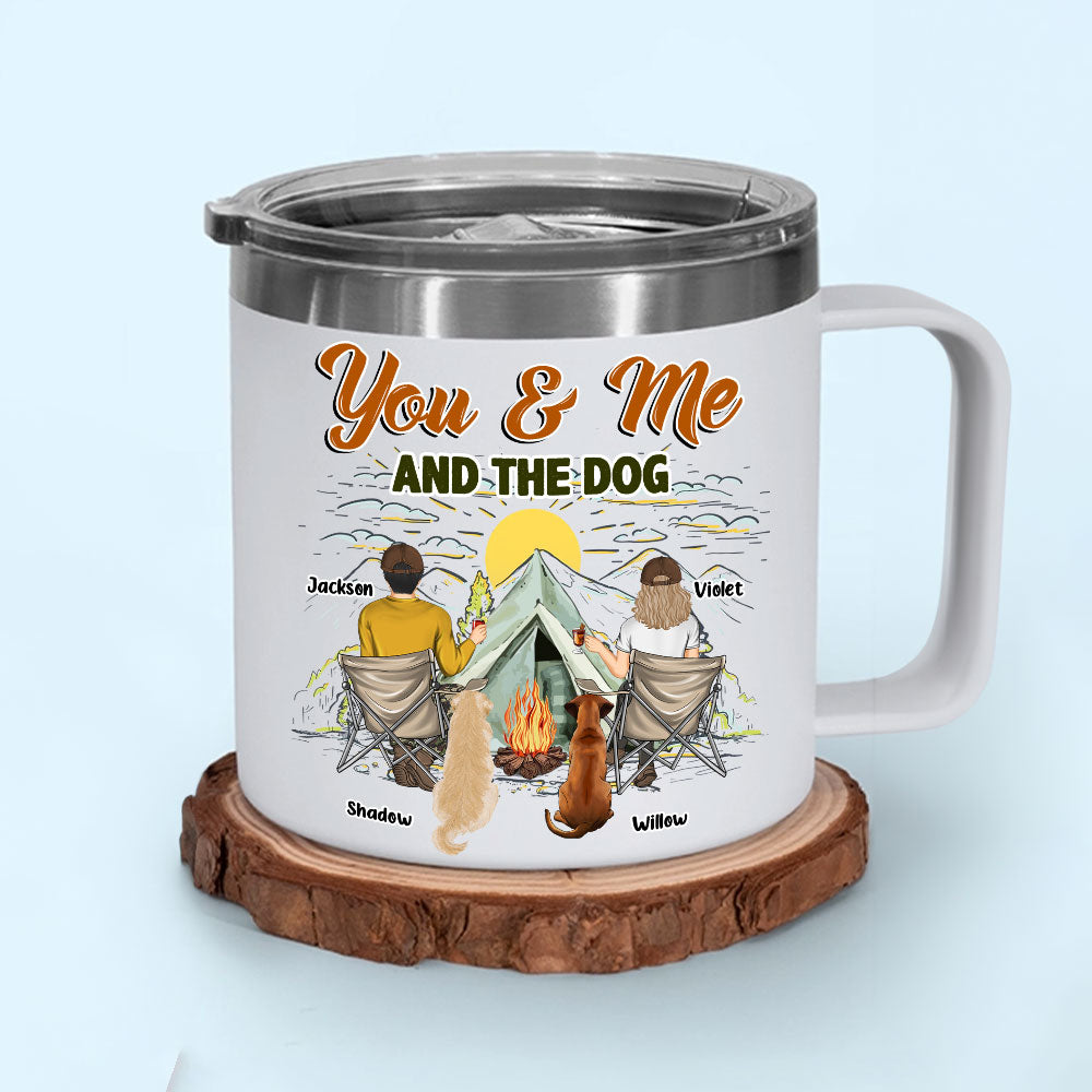 You And Me And Our Lovely Dogs - Personalized 14oz Stainless Steel Tumbler With Handle