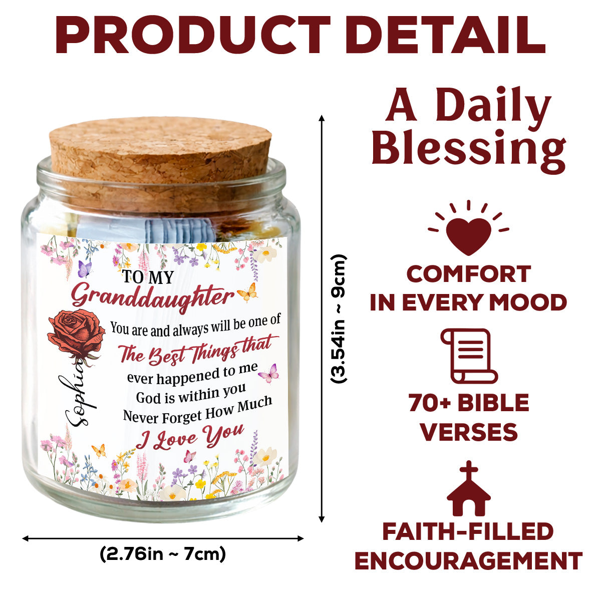 To My Granddaughter - Personalized Custom Bible Verses Jar