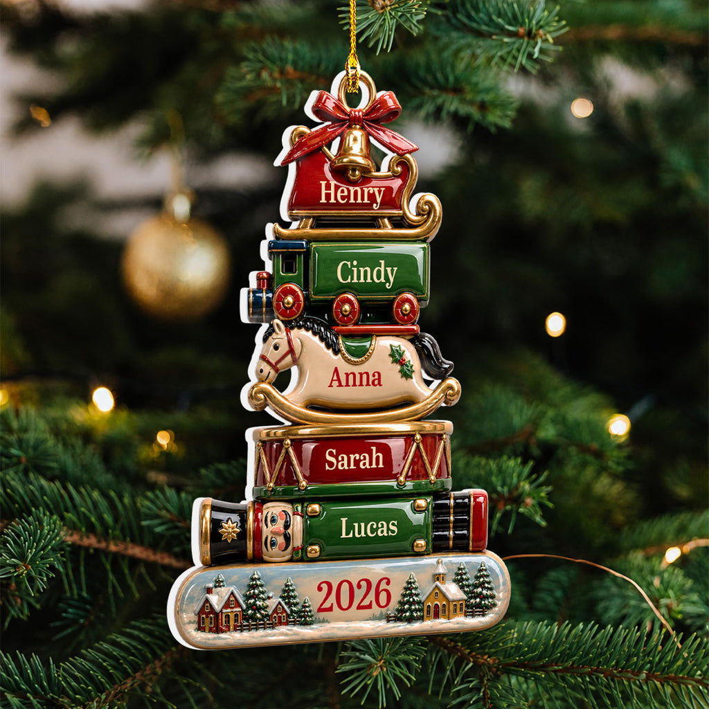 Custom Family Ornament, Christmas Gift for Family Members •  Family 2026 - Personalized 3D White Acrylic Ornament