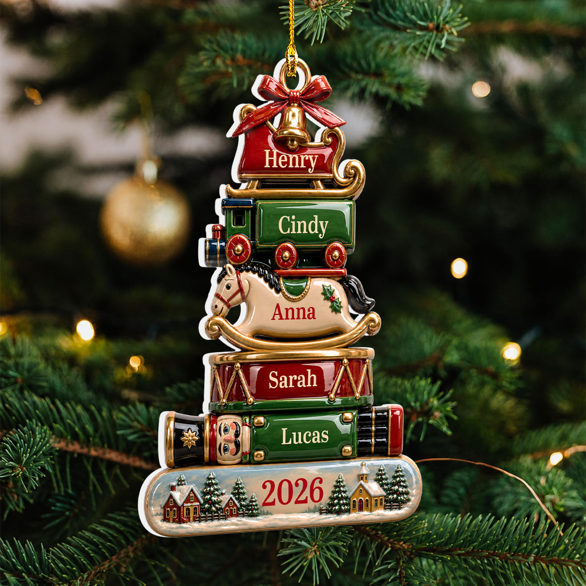 Custom Family Ornament, Christmas Gift for Family Members •  Family 2026 - Personalized 3D White Acrylic Ornament