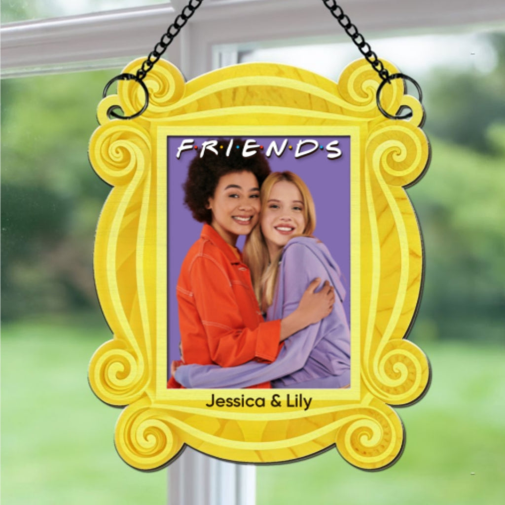 Custom Photo Best Friend Hanging Decor, Friendship Birthday Gifts • Friends Forever Frame Photo - Personalized Suncatcher