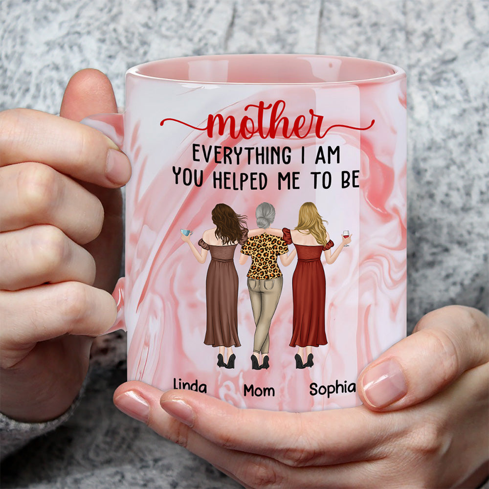 Custom Mother's Day Gift for Mom & Grandma • Everything I Am - Personalized Pink Marble Mug