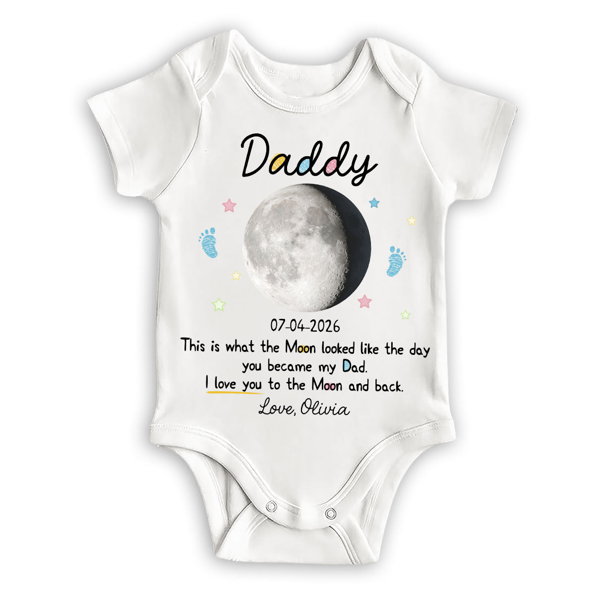 Moon Phase 1st Fathers Day Gift - Personalized Baby Onesie