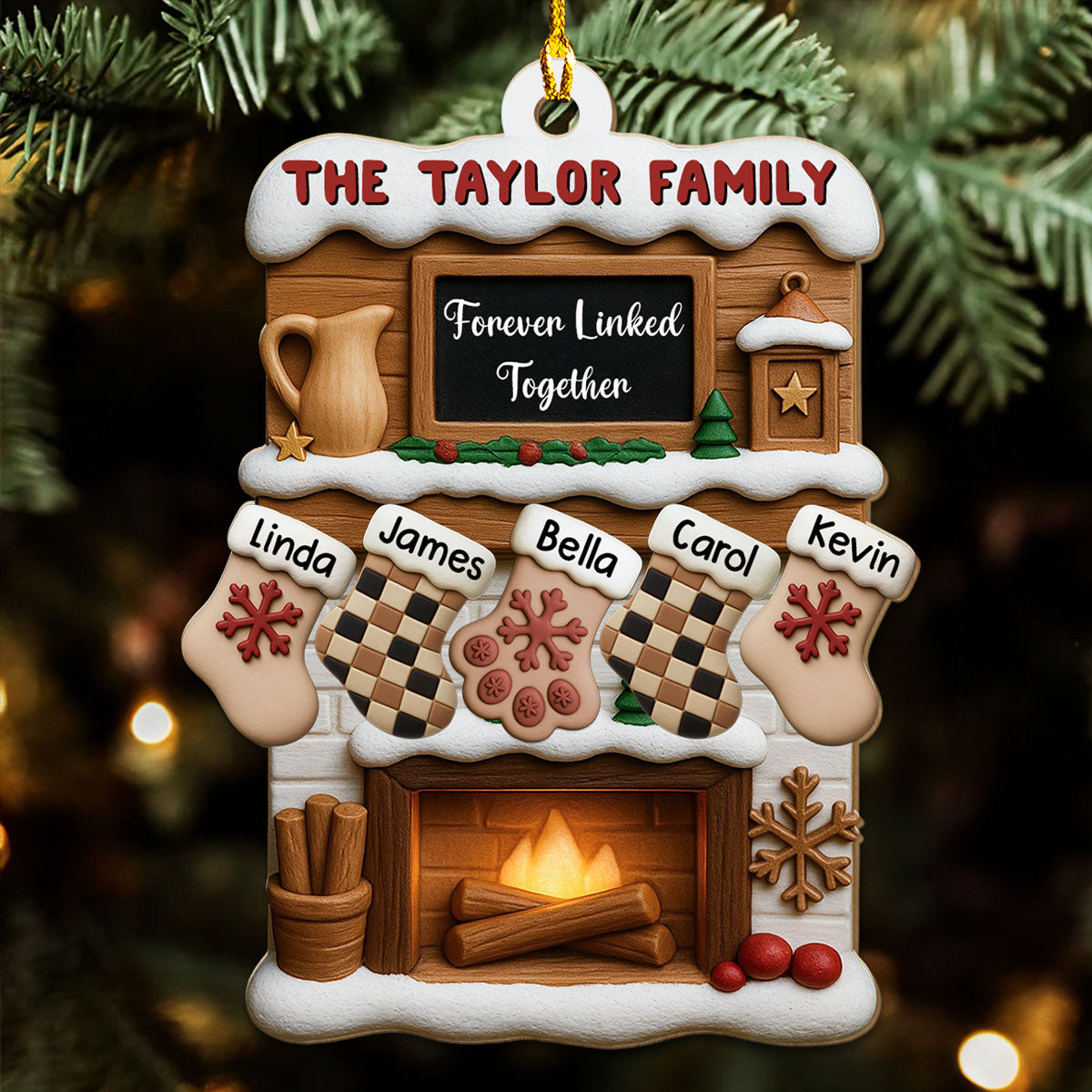 Custom Family Ornament, Christmas Gift for Family Members •  Where Love Holds Us Close - Personalized 3D Effect Wood Ornament