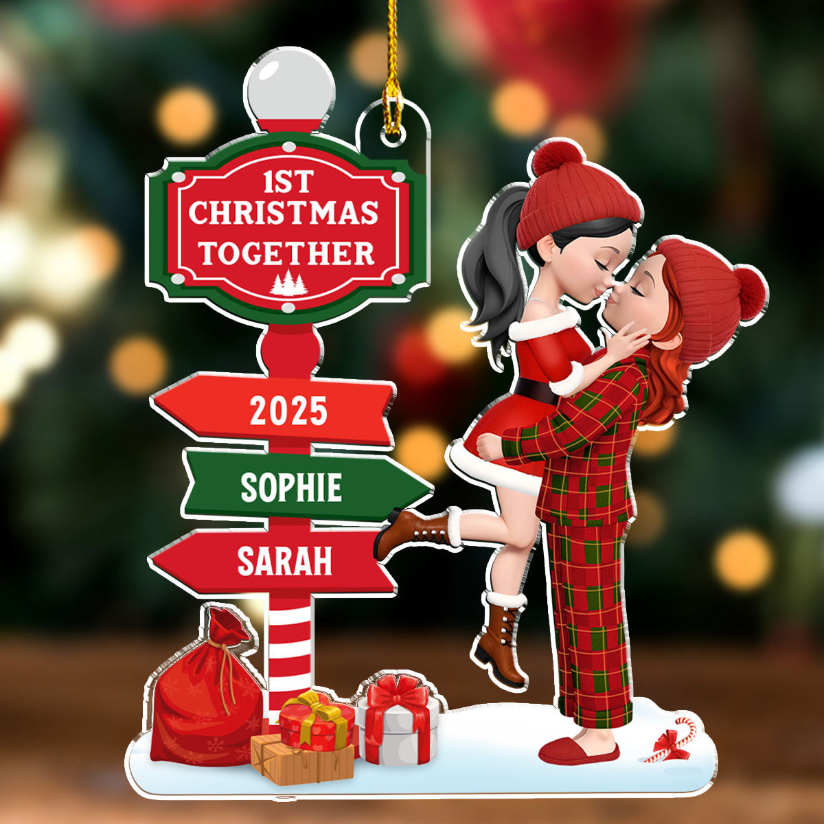 Custom First Christmas Ornament Married, Gift for Newlyweds •  Together Since First Christmas - Personalized Acrylic Ornament