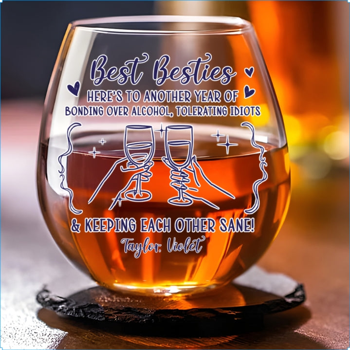 Drinks And Laughter - Personalized Wine Glass