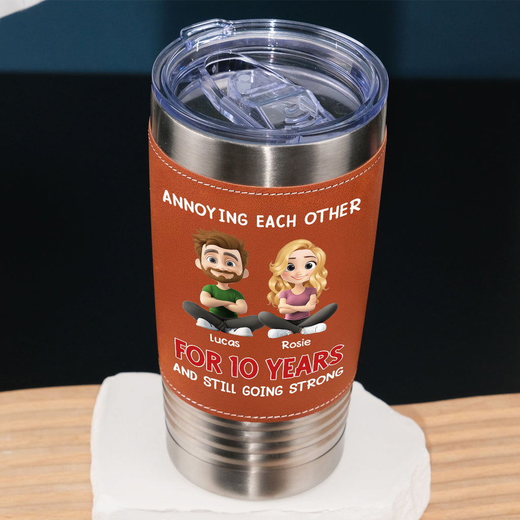 Custom Christmas Anniversary Gifts For Husband • Annoying - Personalized Leather Tumbler