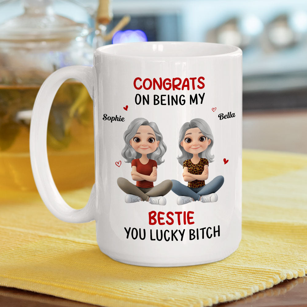 Custom Best Friend, Christmas & Birthday Friendship Keepsake Gift • Congrats My Bestie - Personalized Coffee Mug