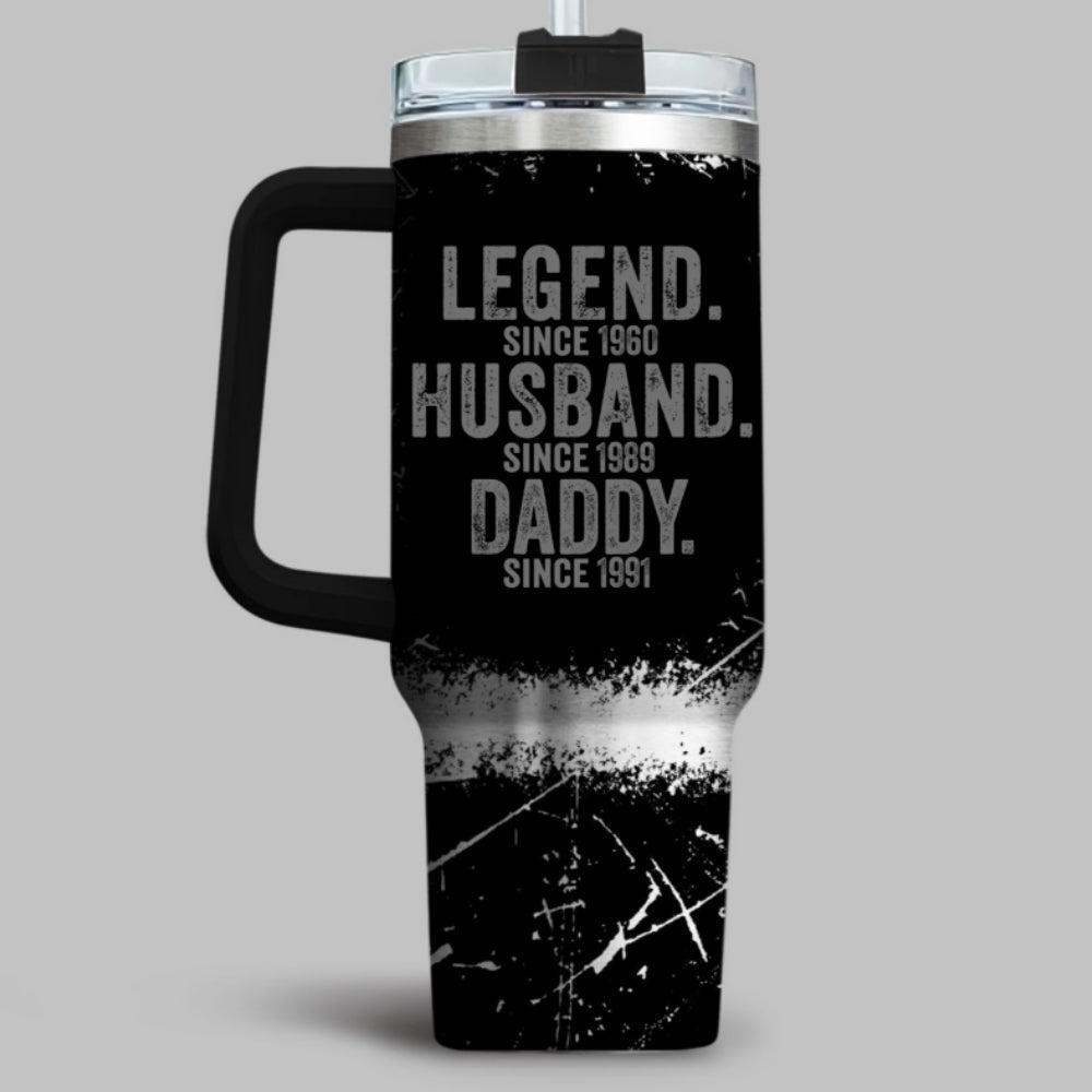 Custom Father's Day Birthday Gifts For Dad • Legend Husband Dad - Personalized Engraved 40oz Tumbler With Handle