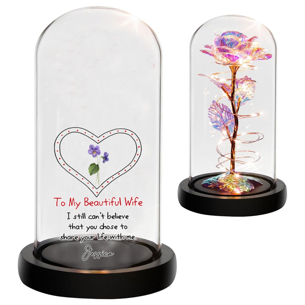 To My Beautiful Wife - Personalized Sparkly Rose