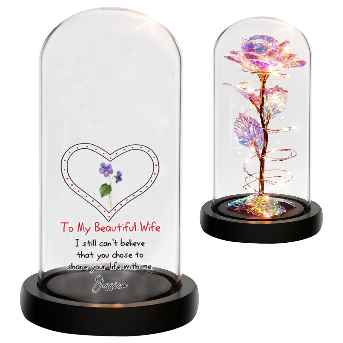 To My Beautiful Wife - Personalized Sparkly Rose