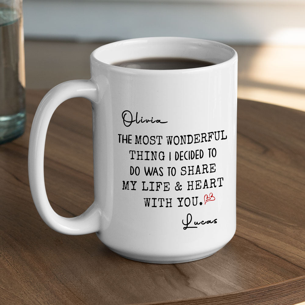 Custom Anniversary Keepsake Gifts For Couple • My Life And My Heart - Personalized Coffee Mug