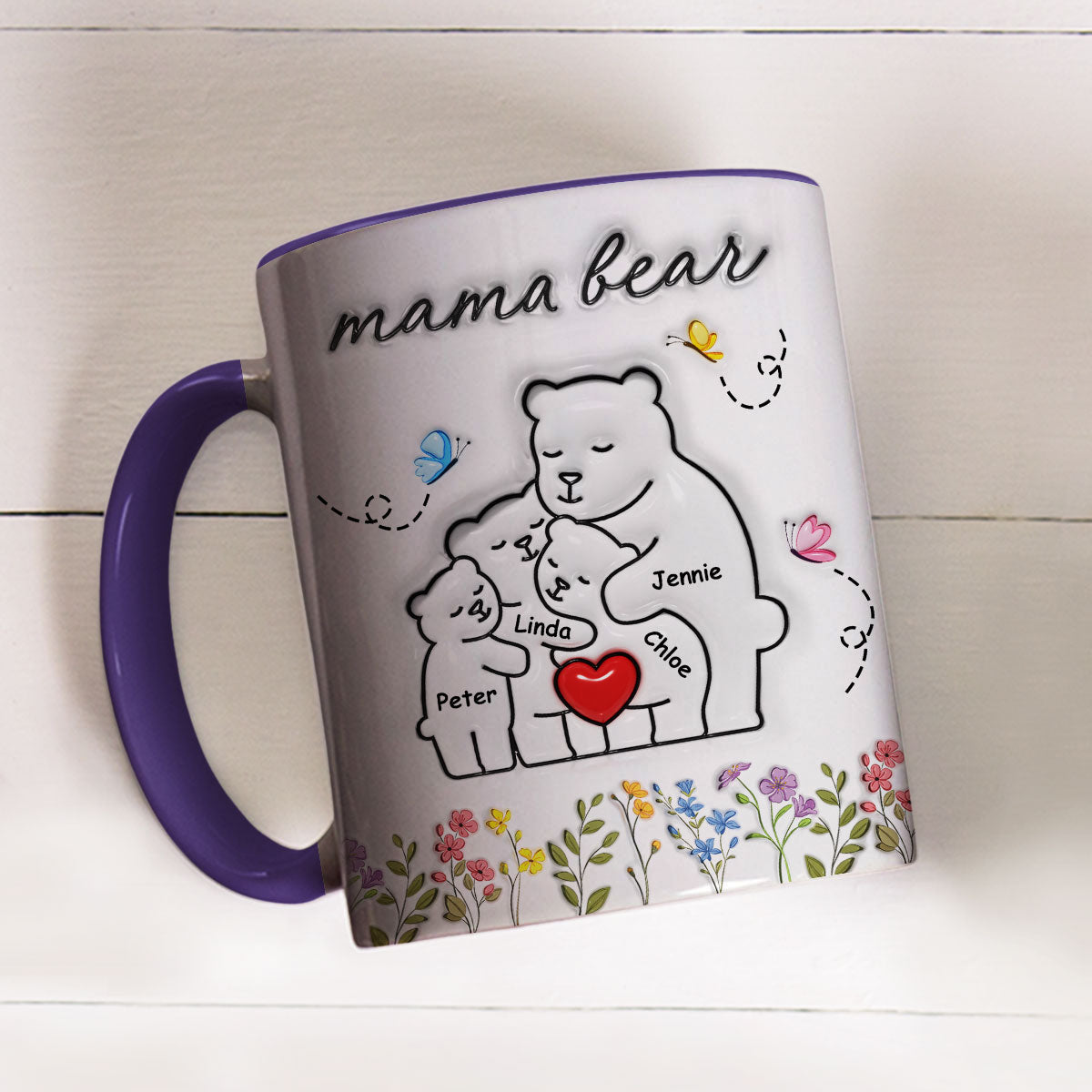 Custom Mother's Day Gift for Mom & Grandma • Mama Bear New Style - Personalized 3D Inflated Effect Accent Mug