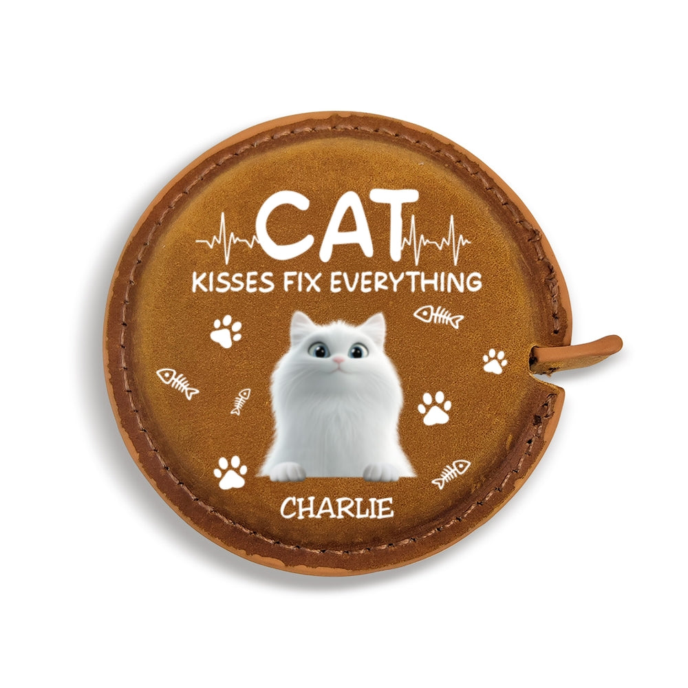 Cat Kisses - Personalized Leather Tape Measure