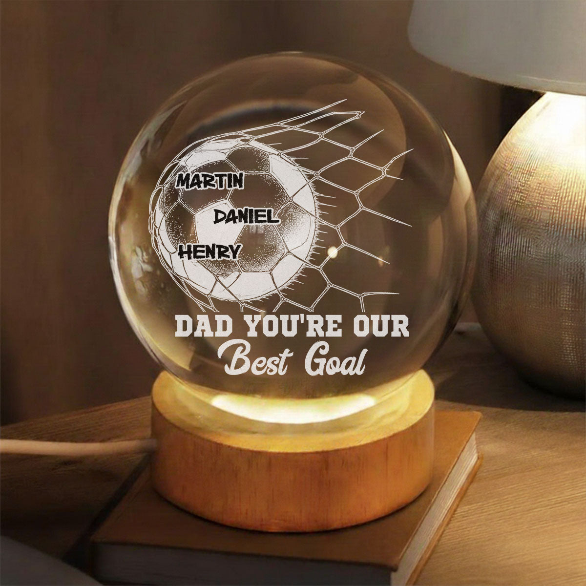 I Scored The Best Dad - Personalized Crystal Globe Lamp