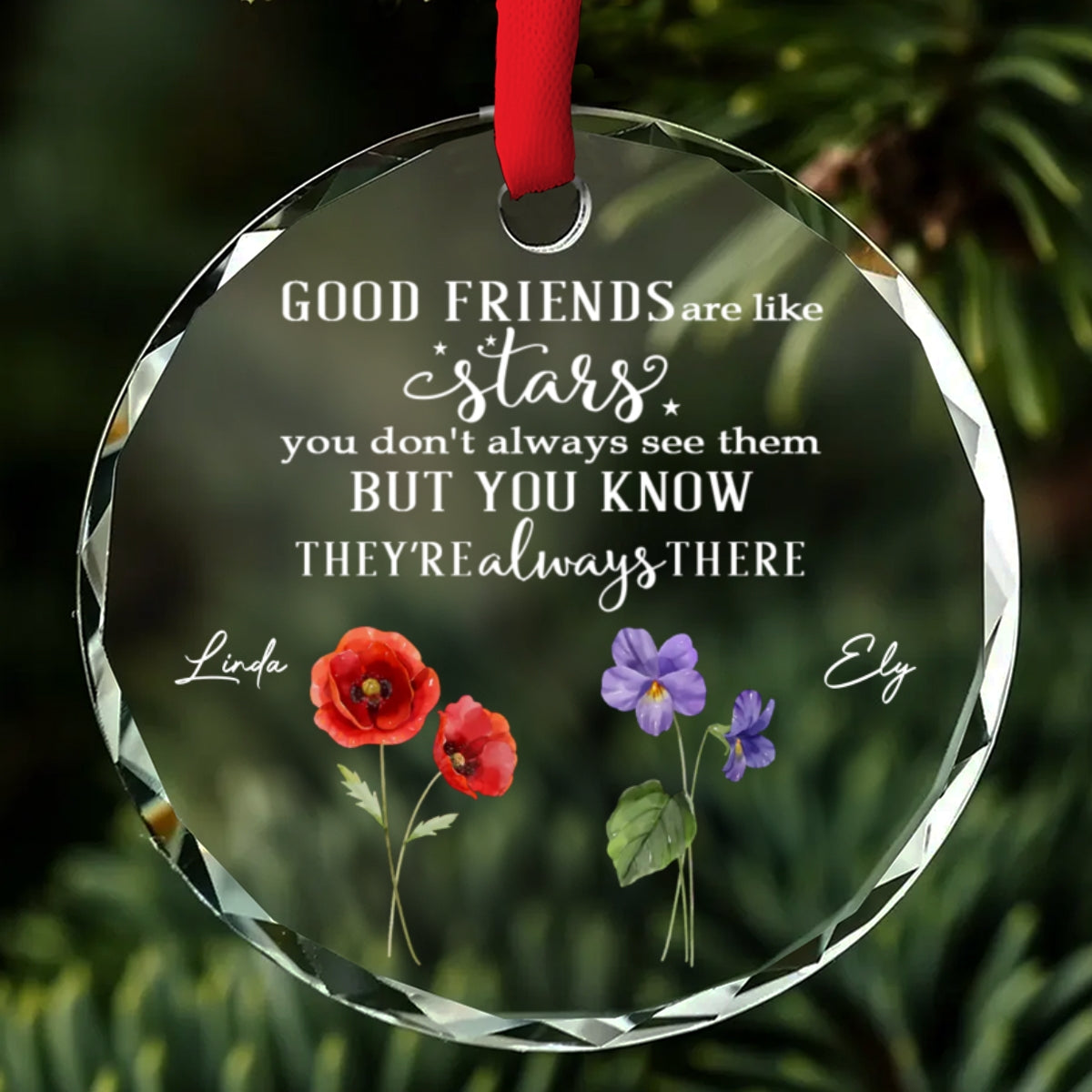 Custom Friendship Christmas Ornament, Best Friend Gift •  Friends Like Stars - Personalized Glass Ornament