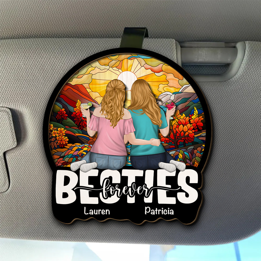 Besties Sitting Together - Personalized Car Visor Clip