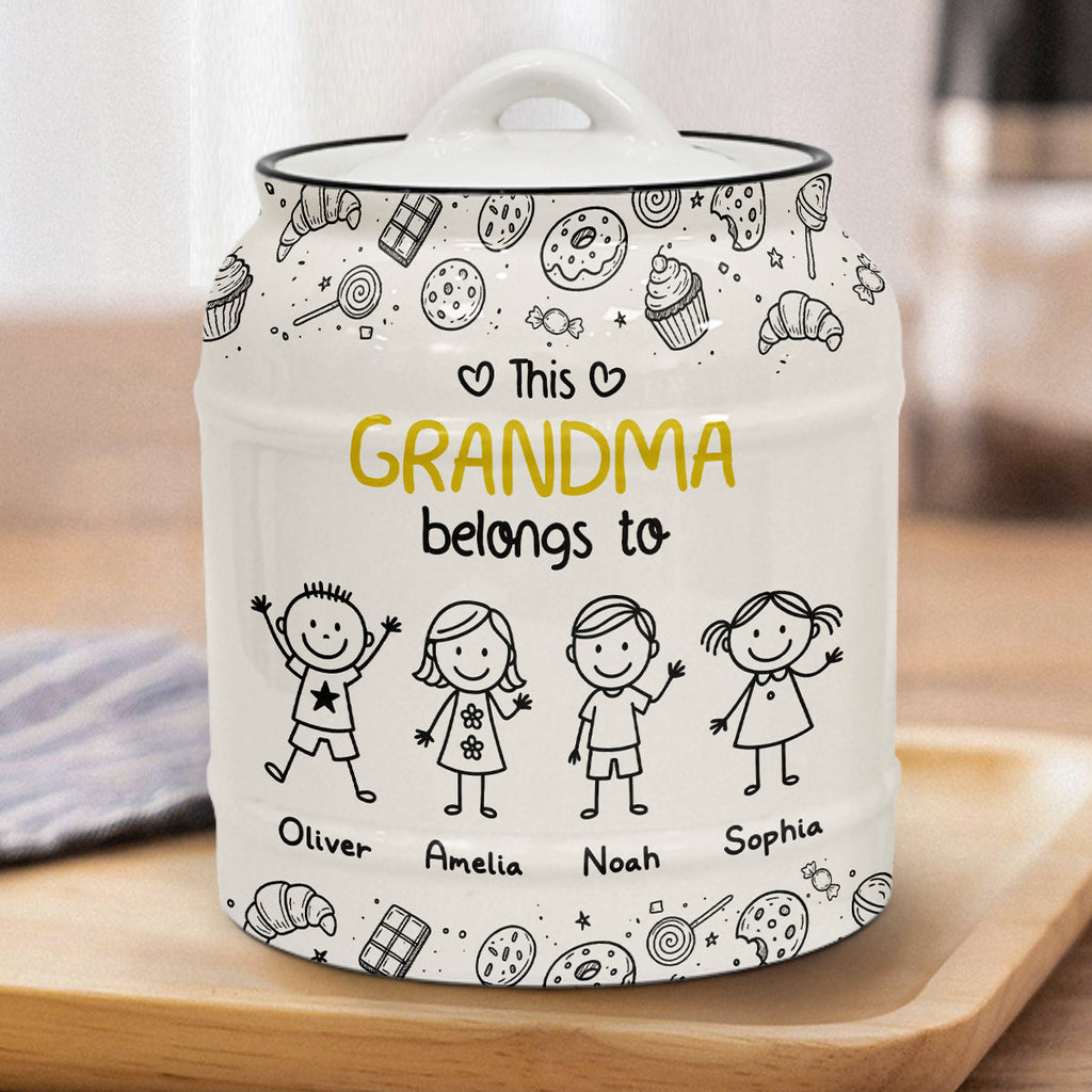 Grandpa Belongs To - Personalized Ceramic Jar