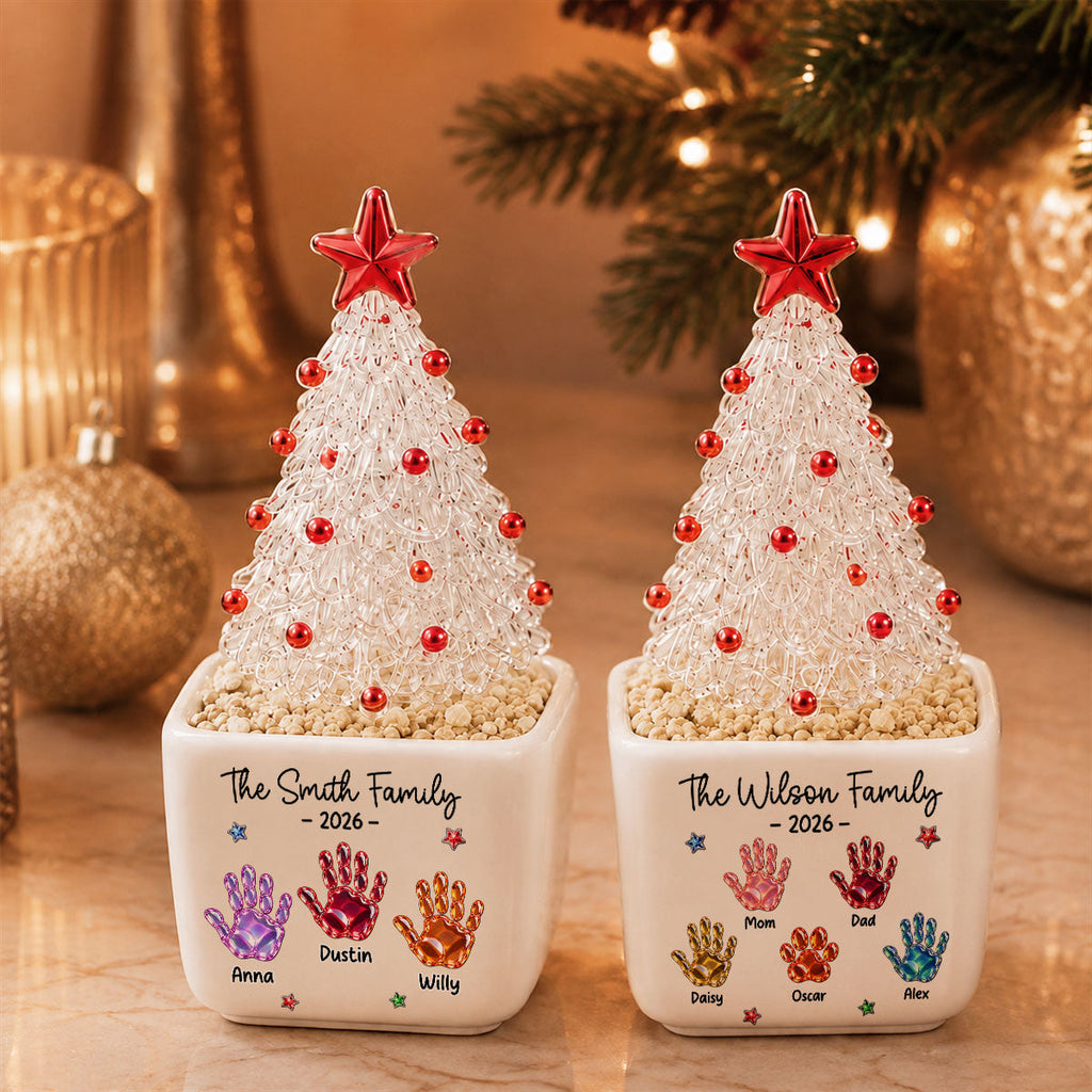 Family Stocking - Personalized Glass Christmas Tree