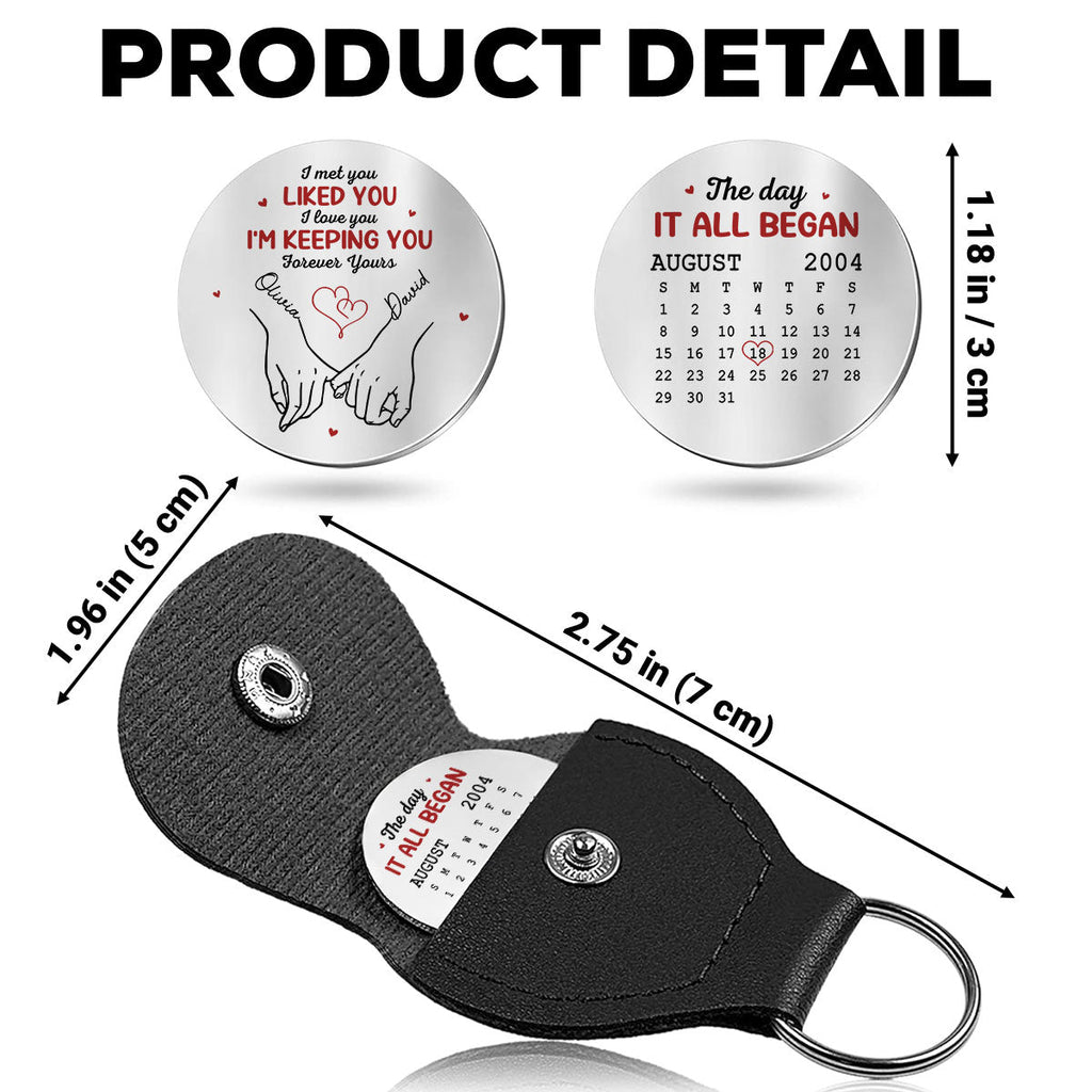 Custom Coin Keychain for Husband, Couple Anniversary Valentine's Day Gifts • Keeping You - Personalized Pocket Hug