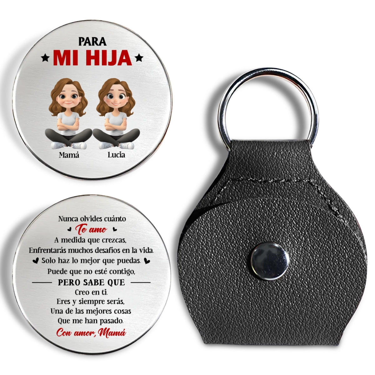 Custom Coin Keychain for Son, Father's Day Birthday Gifts • Da Siempre Lo Mejor De Ti Hija - Abrazo De Bolsillo Personalizado