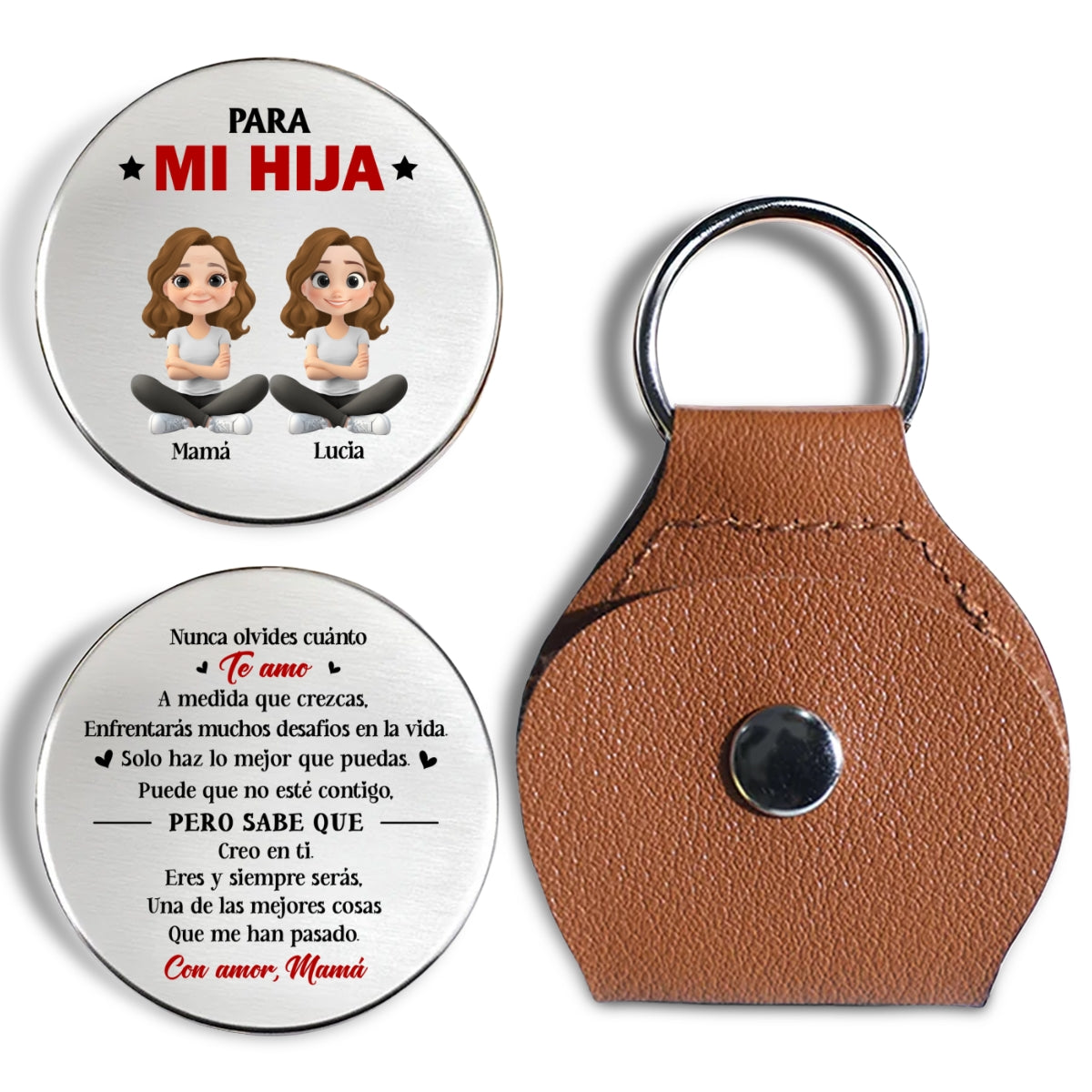 Custom Coin Keychain for Son, Father's Day Birthday Gifts • Da Siempre Lo Mejor De Ti Hija - Abrazo De Bolsillo Personalizado