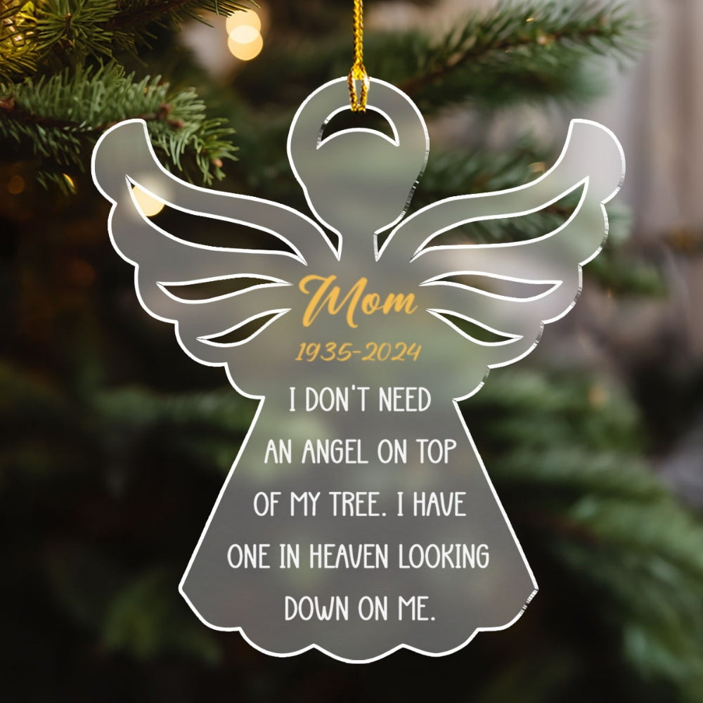 Custom Memorial Christmas Ornament, Sympathy Keepsake •  My Angel - Personalized Frosted Acrylic Ornament