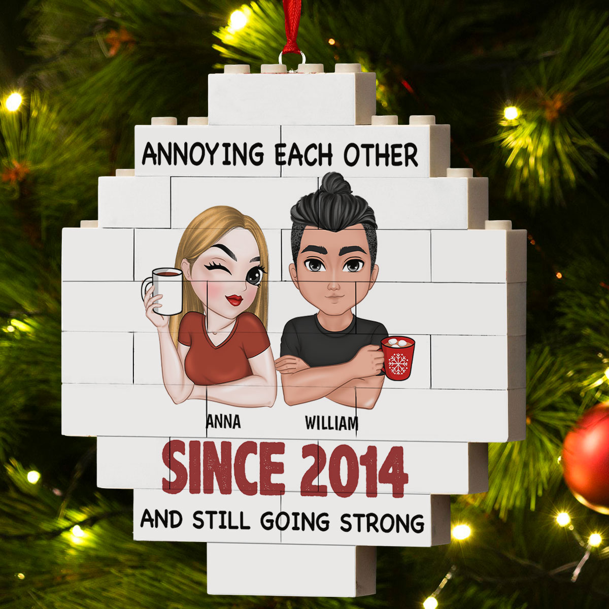 Custom Couple Christmas Ornament, Anniversary Gift •  Only You - Personalized Puzzle Ornament