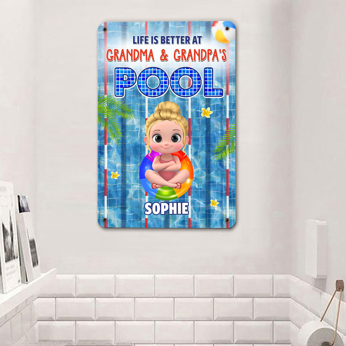 Custom Grandma & Grandpa Summer Backyard, Patio & Porch Decor • Time For The Beach - Personalized Metal Sign