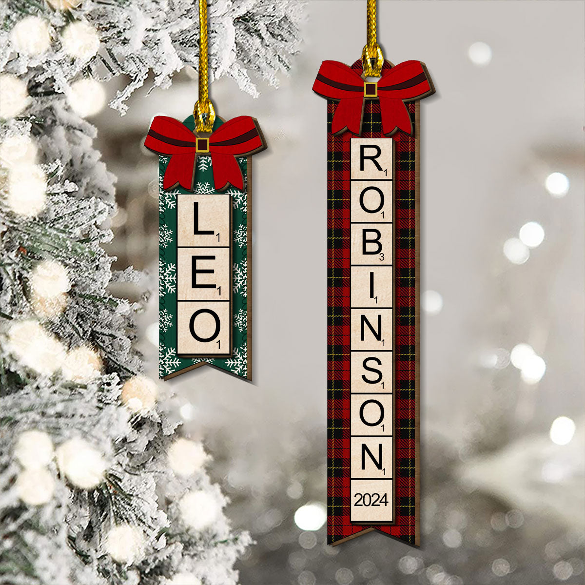 Custom Family Ornament, Christmas Gift for Family Members •  Christmas Scrabble - Personalized Freeshape 2-Layered Wood Ornament