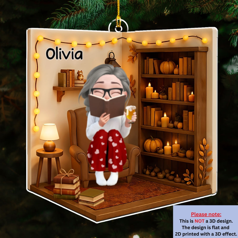 Custom Keepsake Christmas Ornament •  Reading Girly - Personalized 3D Effect Acrylic Ornament
