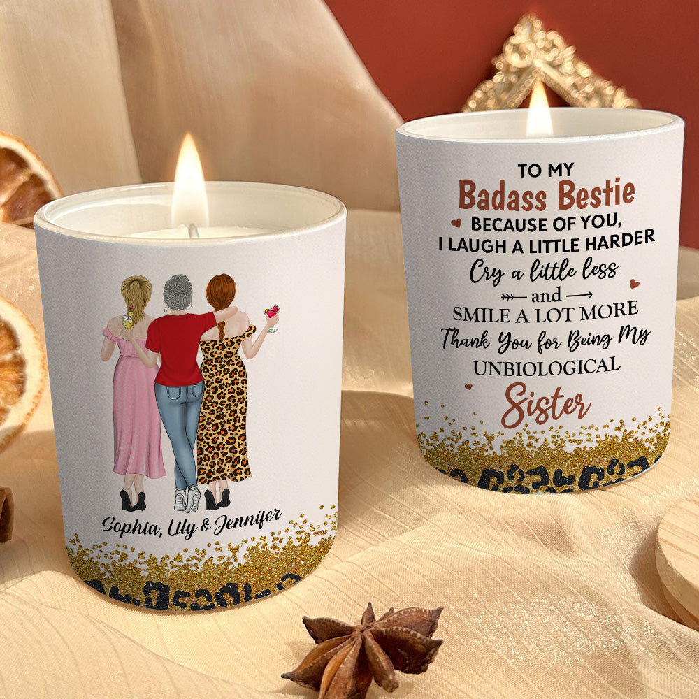 Because Of You I Laugh A Little Harder Version 2 - Personalized Candle