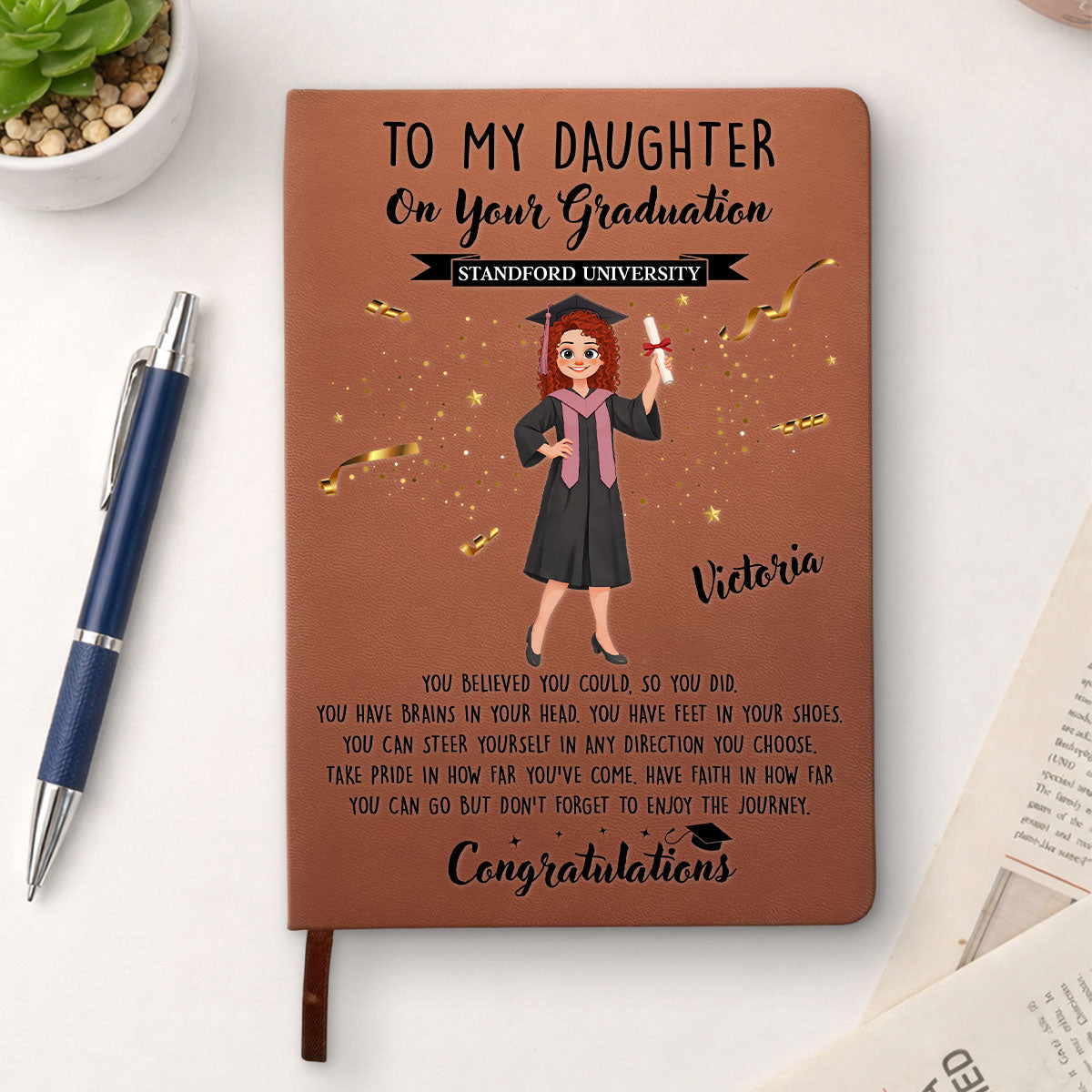 Graduation Journal Custom Name School Year For Children • Cheers To The Graduate - Personalized Leather Journal