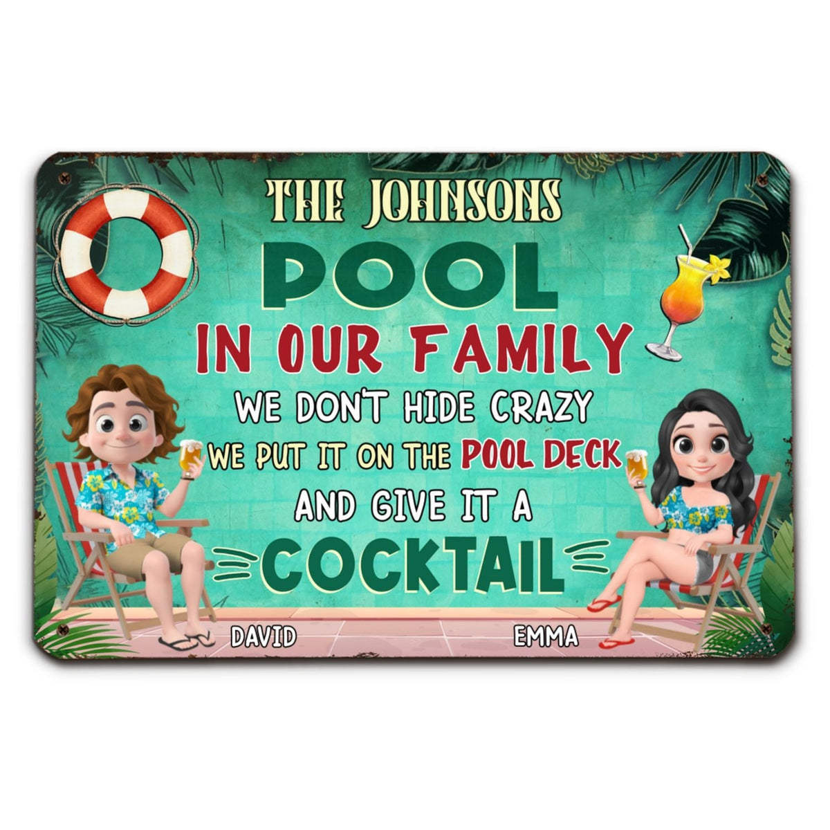 Custom Home & Wall Decor, Birthday & Christmas Gift • Our Pool - Personalized Metal Sign