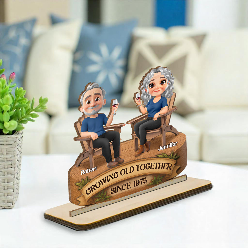 Custom Couple's Decor, Anniversary & Wedding Gift • Love That Grows With Time - Personalized 2-Layer Wood Plaque With Flat Base