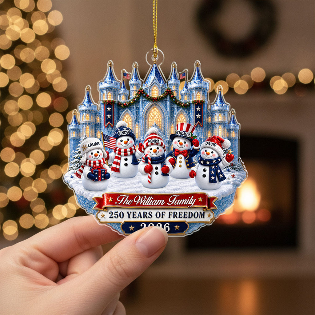 Custom Family Ornament, Christmas Gift for Family Members •  America 250th Anniversary Christmas - Personalized Acrylic Ornament