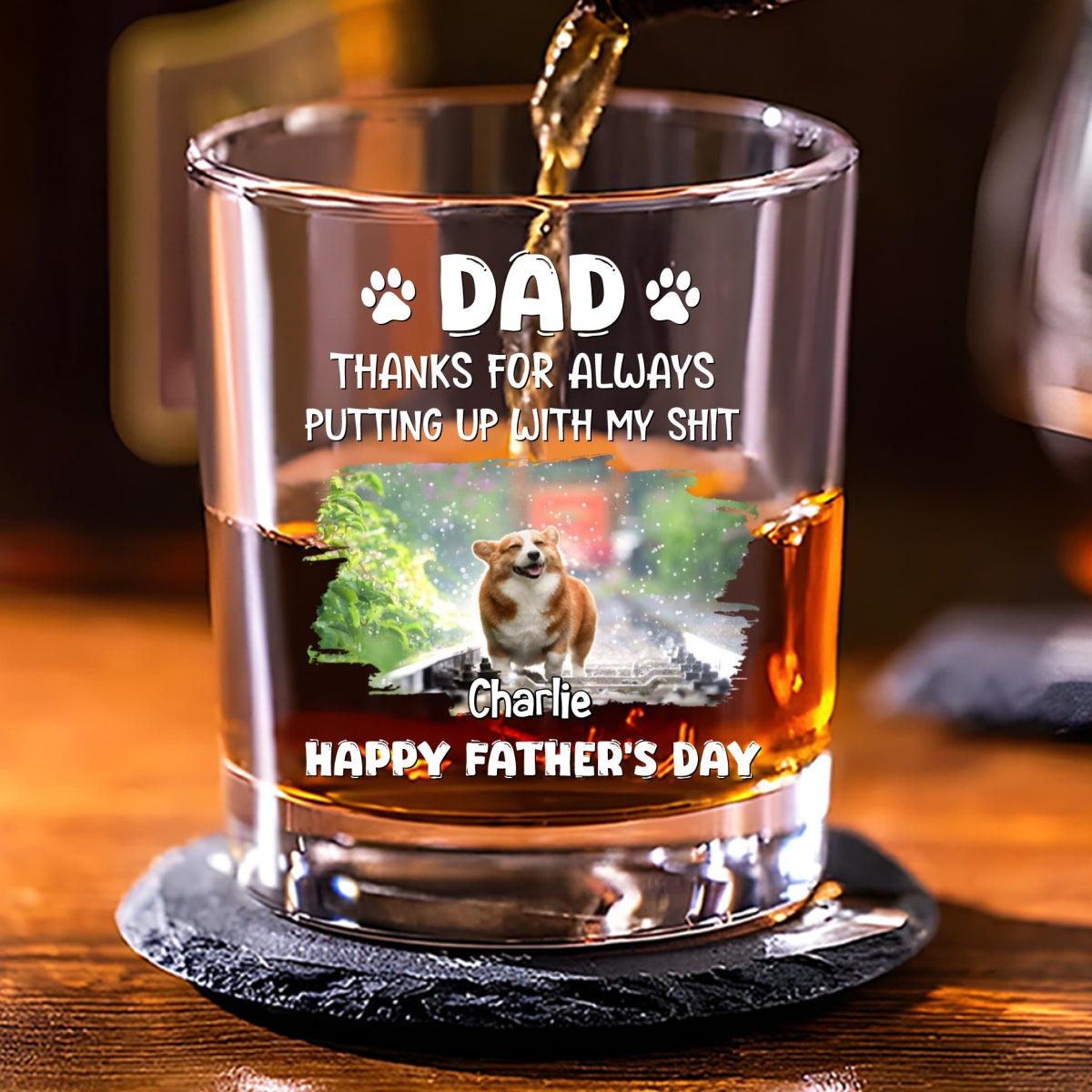 Custom Photo Christmas Birthday Drinkware Gifts for Dog Lovers • You Are The Best Putting Up Person Photo - Personalized Whiskey Glass