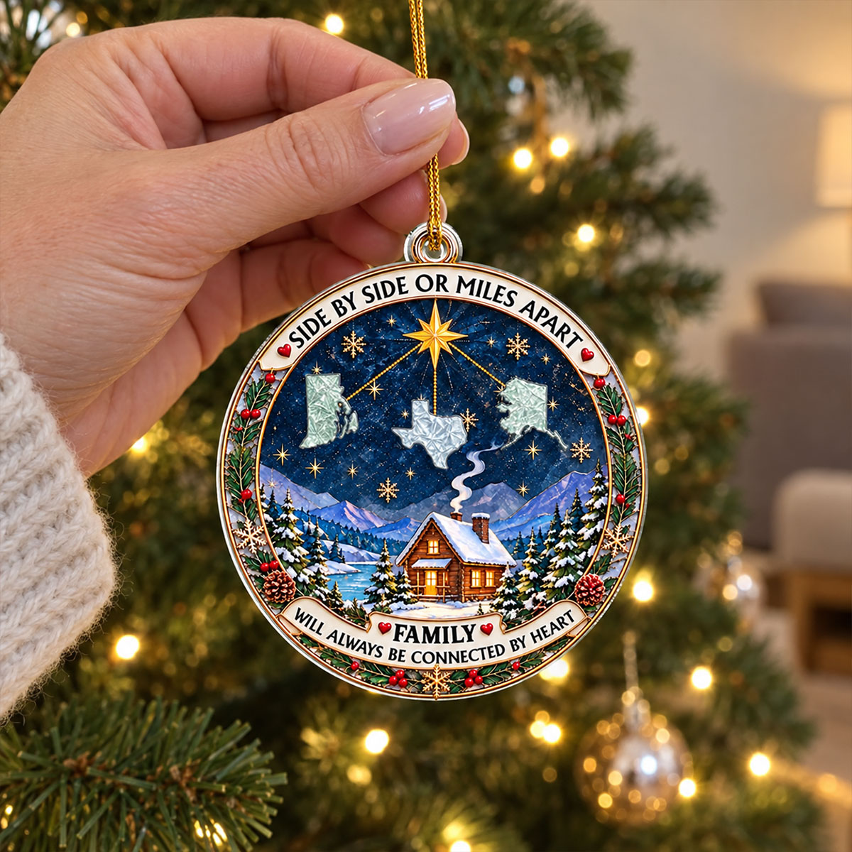 Custom Family Ornament, Christmas Gift for Family Members •  Our Holiday Home - Personalized Acrylic Ornament
