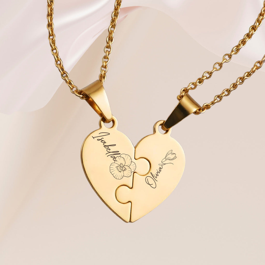 Friends Forever - Personalized Heart Puzzle Necklace
