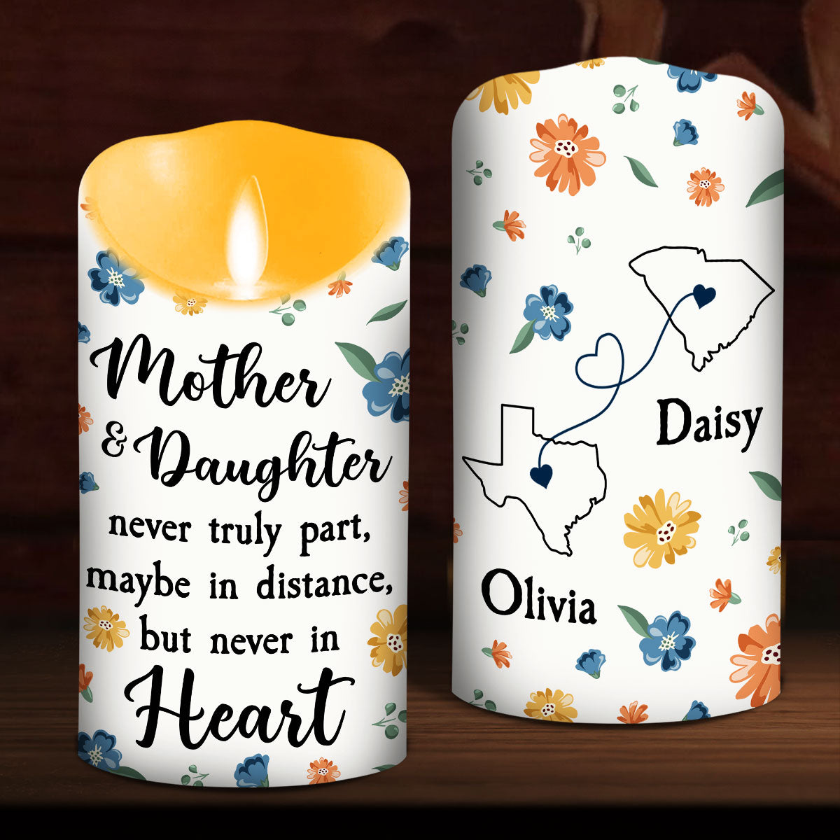 Mother And Daughter - Personalized LED Candle