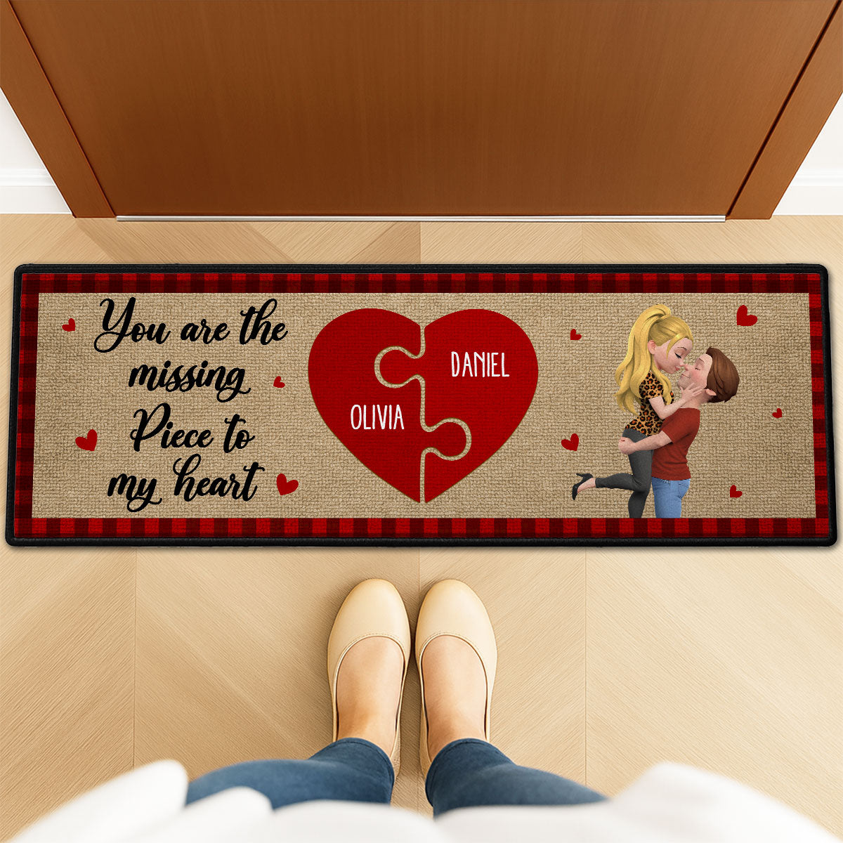 Custom Couple Rug, Anniversary Housewarming Gift For Wife Husband • You Are The Missing Piece - Personalized Runner Rug