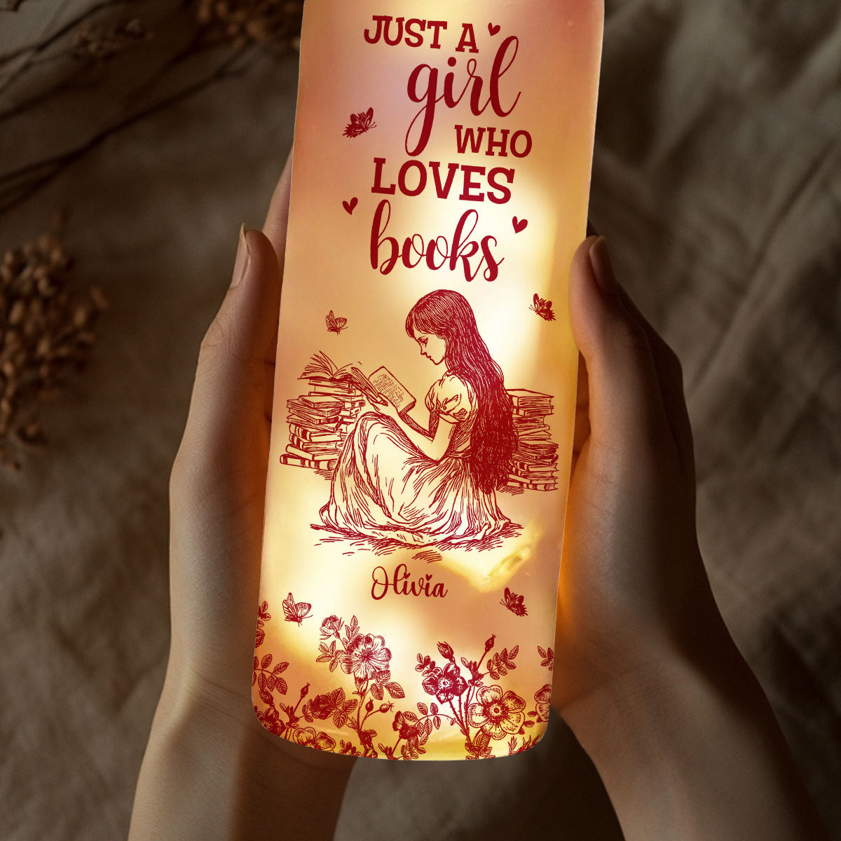 A Girl Who Loves Books - Personalized Bottle Lamp
